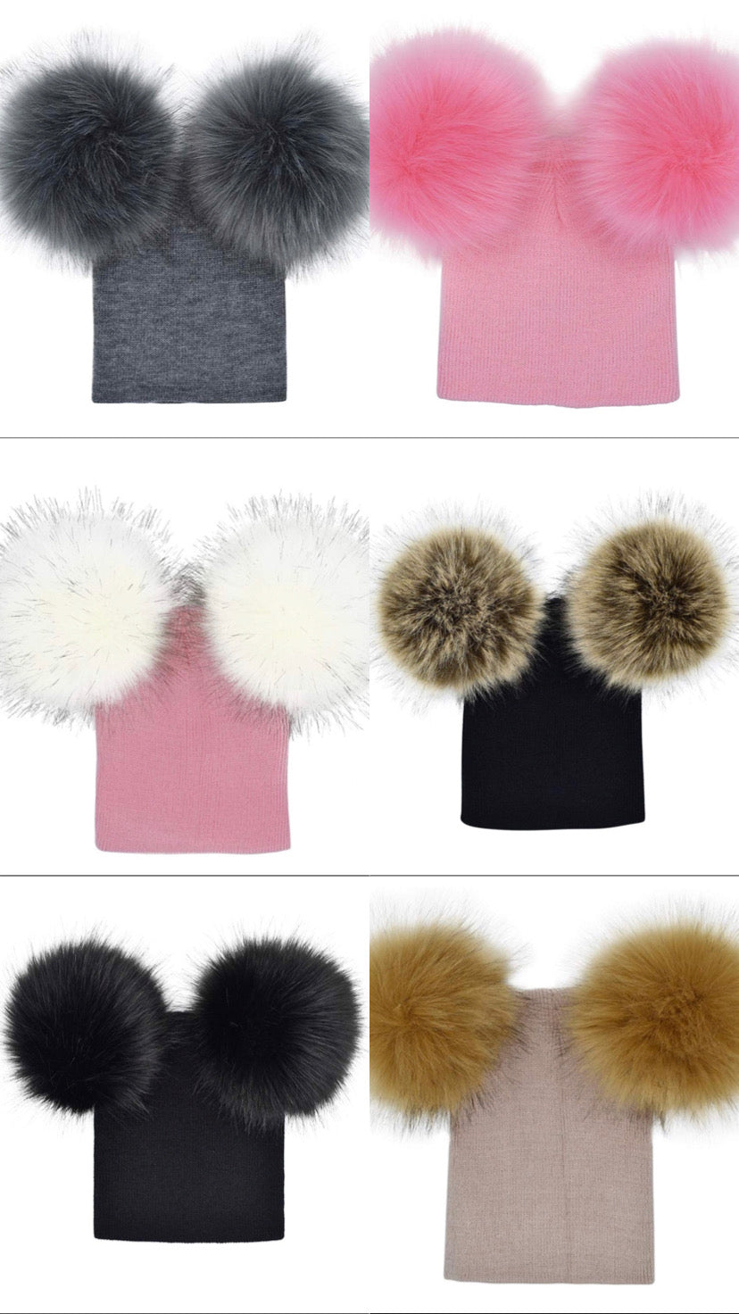Thick doubled Pom Pom hat