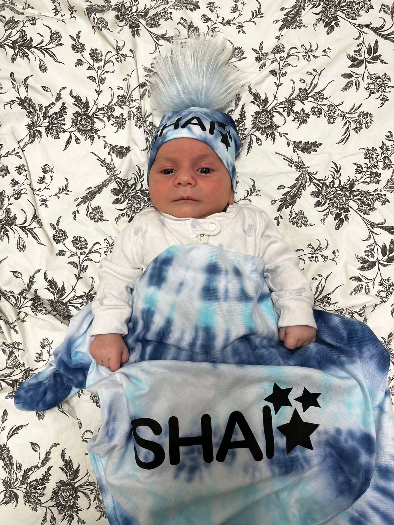 Tie dye swaddle top blanket