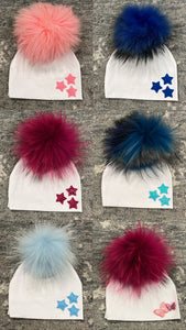 NEW cluster star Pom Pom hats (white)