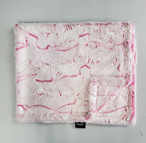 Double sided cracked hot pink minky blanket