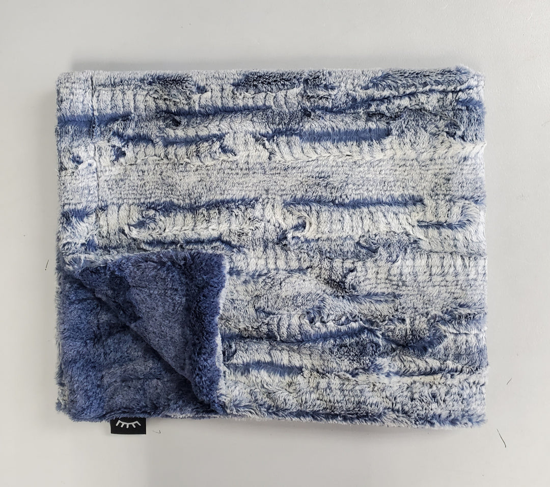 Blue gray white ombre minky blanket