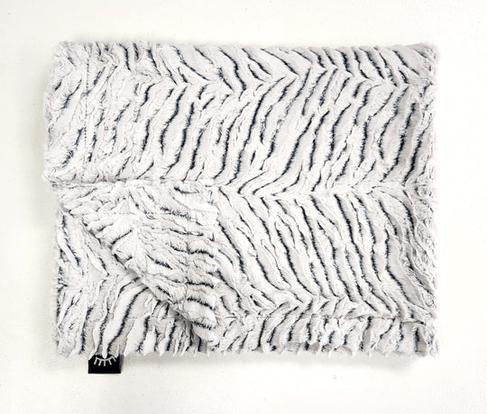 Double sided zebra black minky blanket