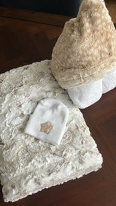 Owl taupe minky blanket