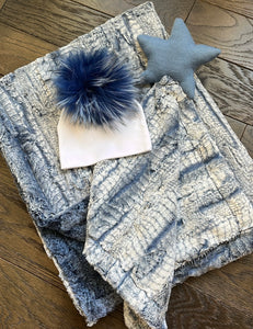 Blue gray white ombre minky blanket