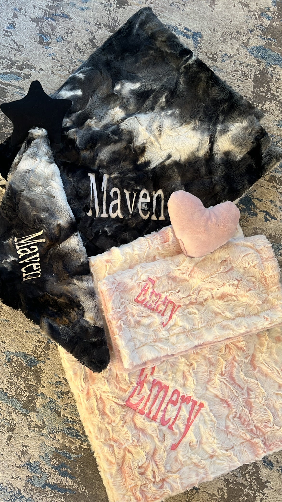 Black tie dye minky blanket