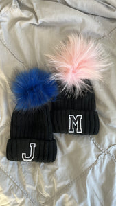 NEW ribbed baby toddler pom hats