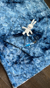 Smokey baby blue navy tie dye minky blanket