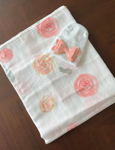 Watercolor flowery swaddle set