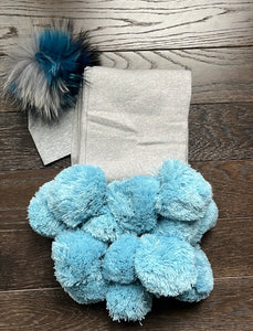 Blue pom pom blanket