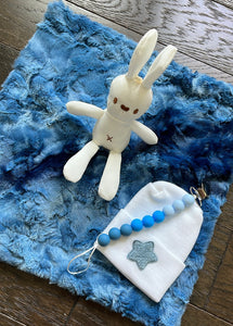 NEW blue tie dye bunny lovie