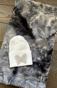 Gray tie dye butterfly hat set