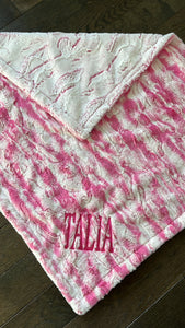 Hot pink marble minky blanket