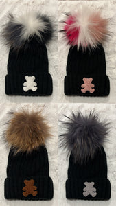 NEW ribbed baby toddler pom hats