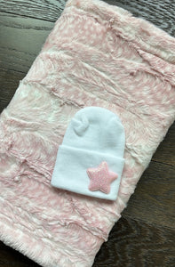 Pink spotted minky gift set