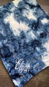 Blue tie dye minky blanket