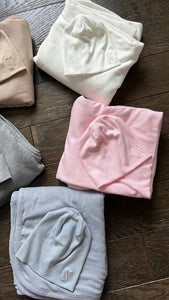 NEW super soft ribbed swaddle and hat set