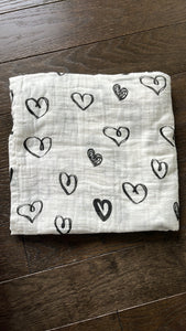 Black and white sketched heart swaddle