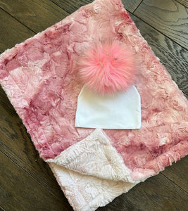 NEW rose pink tie dye minky blanket