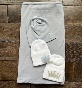 Coming home swaddle set & hospital hats