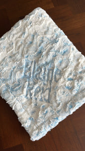 Owl sky baby blue minky blanket