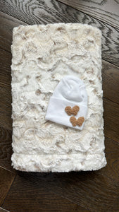 Owl taupe minky blanket