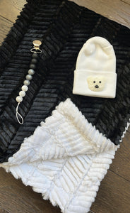 Minky hospital hat and Paci clip gift set