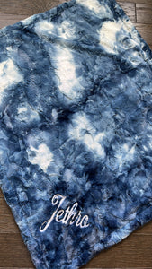 Blue tie dye minky blanket