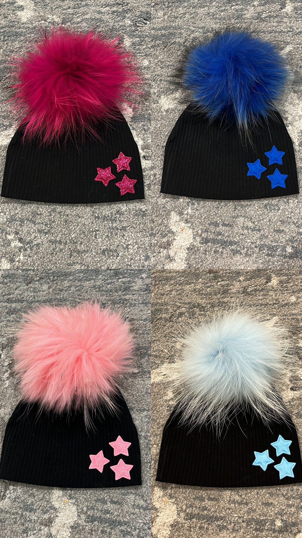 NEW cluster star Pom Pom hats (black)