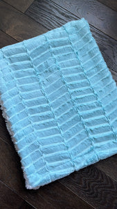 Baby blue zig zag minky blanket