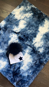 Blue tie dye minky blanket