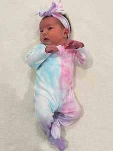 Ribbed footie + Swaddle + Headband