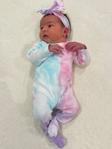 Ribbed footie + Swaddle + Headband