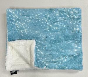 NEW bright blue aqua spotted minky blanket