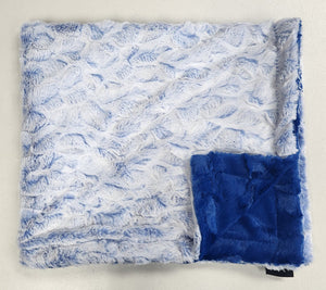 NEW powder blue x royal blue wavy minky blanket