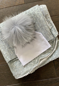 Silver gray pom trim oversized swaddle