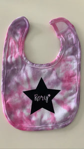 Custom tie dye pom hat and bib set