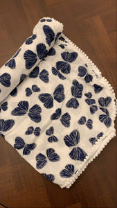 Navy butterfly swaddle