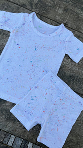 Ribbed shortsleeve short splatter set