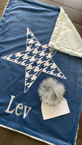 Houndstooth star minky blanket