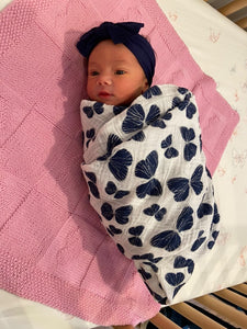 Navy butterfly swaddle