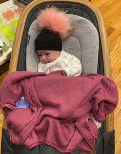 Black or white solid Pom Pom hat