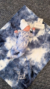 Blue tie dye minky blanket