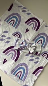 NEW butter soft purple rainbow swaddle set