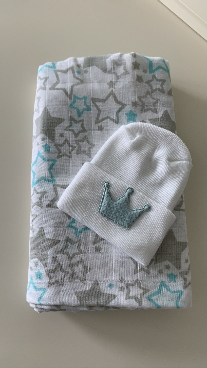 Swaddle & Hospital hat set