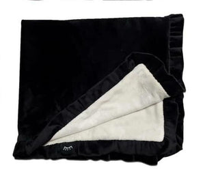 Black white ruffle minky blanket