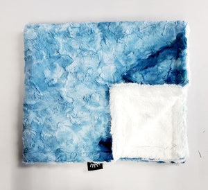 Bright blue tie dye minky blanket