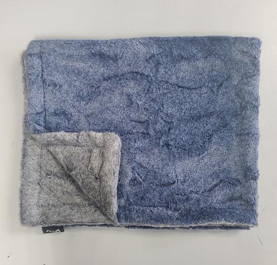 Powder blue gray minky blanket