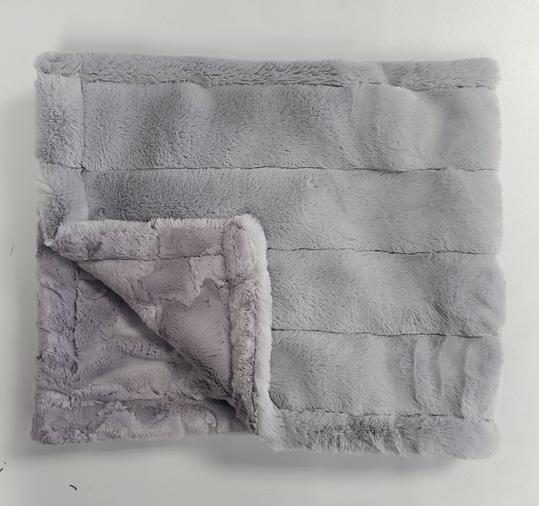 Gray fluffy stripe minky blanket (extra thick)