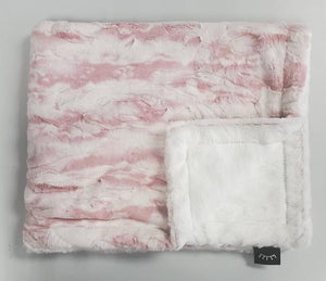 Marble pink white back minky blanket