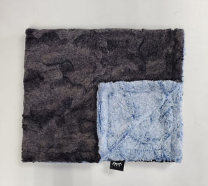 Gray powder blue minky blanket